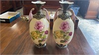 Pair of Victoria Austria Hand Painted Vases