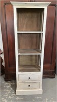 White Open Front Display Cabinet w/ Two Drawers