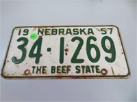 1957 Nebraska 34-1269 The Beef State LicensePlate