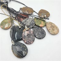 Lot of Polished Stone Pendant Necklaces