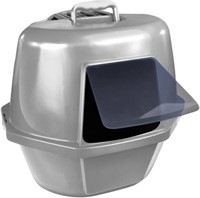 Van Ness Corner Enclosed Cat Pan, Silver, Large