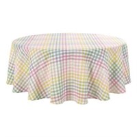 Spring Jubilee Plaid 70-Inch Round Tablecloth