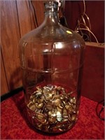 glass jar with bottle caps 22" tall