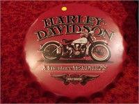tin bottle cap Harley Davidson sign 15" D