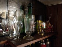 lot bar glasses and bottles