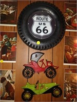 route 66 tire sign, duck picture & car wall art