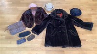 Vintage Faux Fur Coat Mink Stole Hats Purses