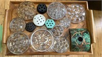 Lot of 14 Flower Frogs Glass Ceramic Metal
