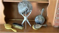 Silver Monogrammed Dresser Set Brushes Wig