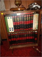 shelf and collection of encyclopedias