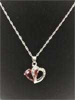 Swarovski Garnet Heart Pendant Necklace