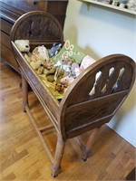 Antique Wooden Crib with Toys