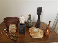 Miscellaneous Lot Pottery Wood Carvings