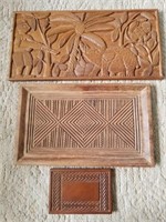 Lot of 3 Carved Wooden Wall Plaques