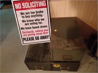 lot of sign and storage boxes