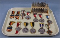 13 Assorted Medals + Leather Working Tools