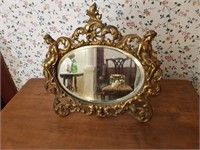 Mirror in Cast Metal Frame w/Stand