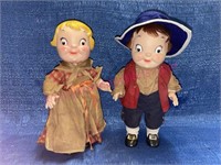 Vintage Hansel & Gretel rubber dolls - 10in tall