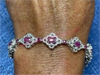 Burmese ruby sterling silver tennis bracelet