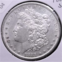 1881 S MORGAN DOLLAR AU