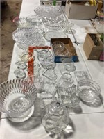 Table full of glass & crystal