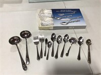 Silver plated hostess set & misc serving utensils