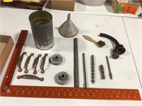 Vintage drill bit & Antique drawer pulls
