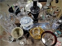 Assortment of glassware including clear glass