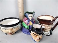 Toby mugs including one Royal Doulton