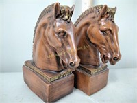 Plaster horse head bookends
