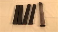 (5) Glock Extended 9mm Magazines
