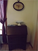 Wooden Drop down desk with contents