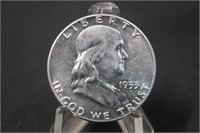 1953 Uncirculated Washington Franklin Silver Half