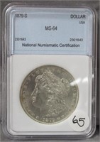 1879-S MS64 Morgan Silver Dollar. UNC.