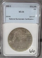 1880-S MS64 Morgan Silver Dollar. UNC.