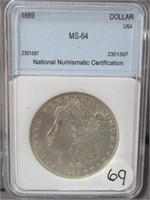 1889 MS64 Morgan Silver Dollar. UNC.