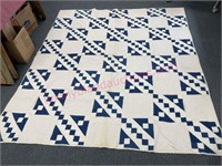 Old blue-off white quilt 73x82