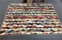Old hand stitched quilt 70x92 multi-color