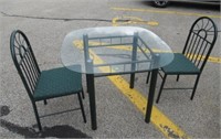 GLASS TABLE W/2 SIDE CHAIRS