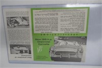 Rare NOS 1955 Corvette 195HP V8 sale brochure.