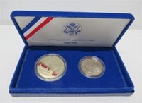 1986 Liberty Silver dollar and 1986 Half dollar