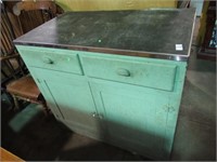 GREEN PAINTED KITCHEN CABINET  40X24X37T