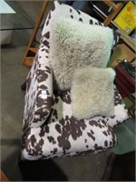COW HIDE PATTERN UPHOLSTERED CHAIR