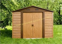 11ft x 12ft wood grain metal shed