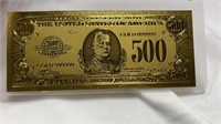 Faux Gold Banknote - $500.00