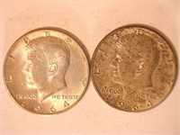 Kennedy Half Dollars-(2) 1964D-1; 1964-!; 90%