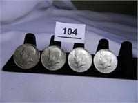 Kennedy Half Dollars-(4) 1968D; 40% Silver;