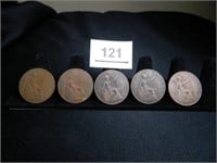 George V UK Copper Pennies-