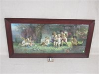 LARGE FRAMED PRINT WITH CUPIDS: