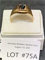 Men's 10 karat Gold Blue Stone Ring, Size 12, 4.1g